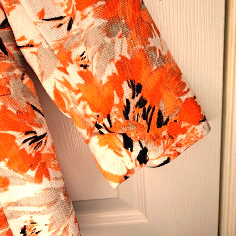 Kasper Multicolored Leaf Patterned Single Button … - image 5